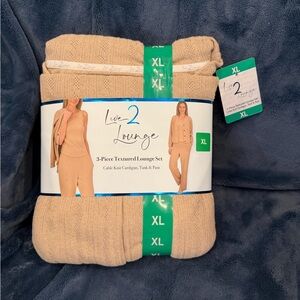 NWT Live 2 Lounge Women's Beige 3-Piece Textured Lounge Set